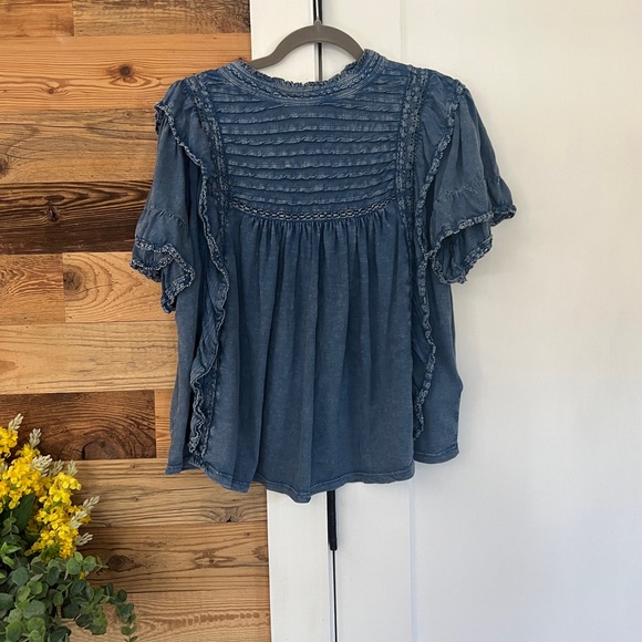 Free People Le Femme Ruffle Top Medium - Picture 6 of 7